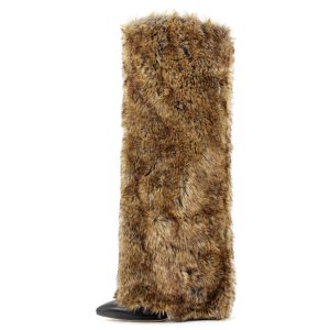 Pointed Toe Fur Fold Over Stiletto Knee High Boots