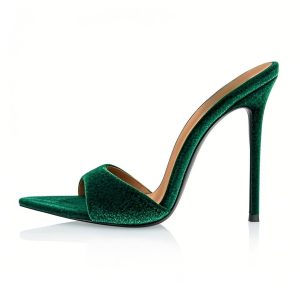 Pointed Toe Velvet High Heels Mules